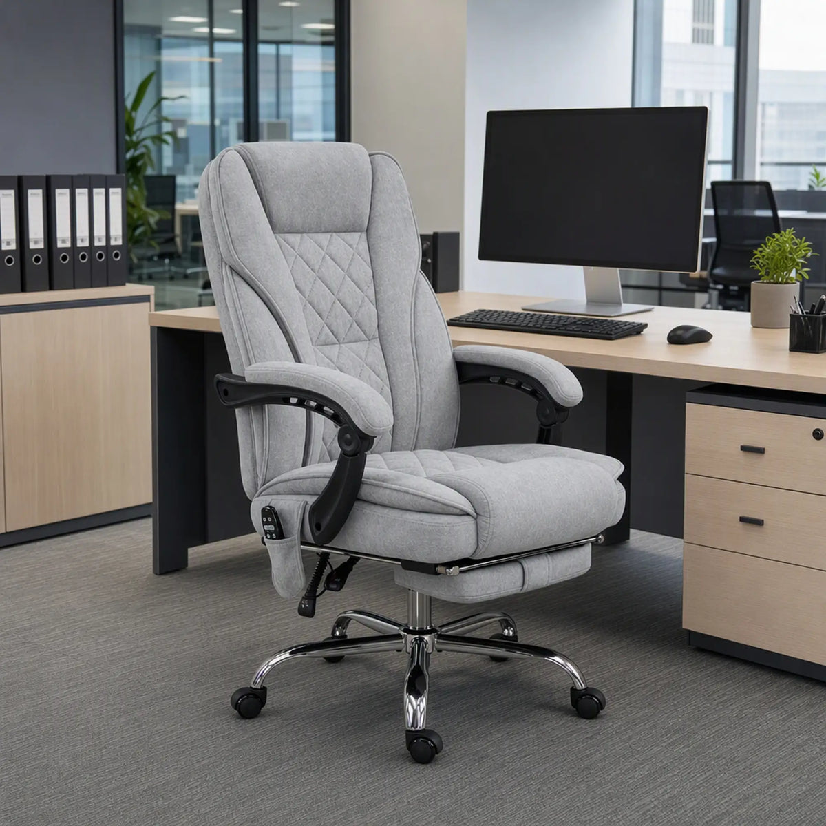 Massage Office Chair, Reclining Computer Chair, Adjustable Height, Footrest, Grey Massage Chairs at Gallery Canada