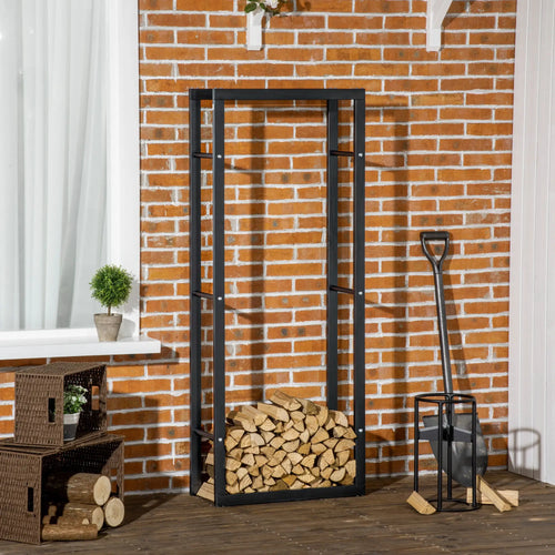 Outdoor Firewood Rack, Log Holder with Handles, 220 lbs Capacity, 23.6