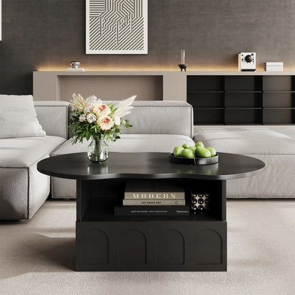 Coffee Table with Drawer, Open Storage, 39.5" L x 23.5" W x 15" H, Black Coffee Tables at Gallery Canada