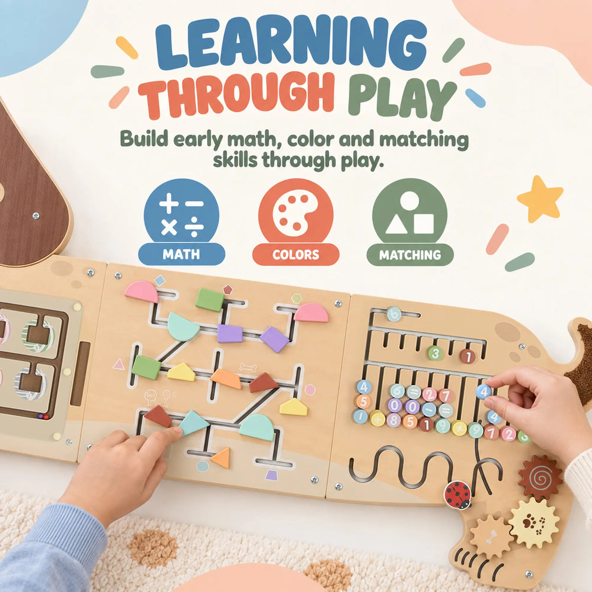 Wooden Wall Busy Board, Montessori Sensory Panel, Dachshund, Toddler Toy Playsets at Gallery Canada