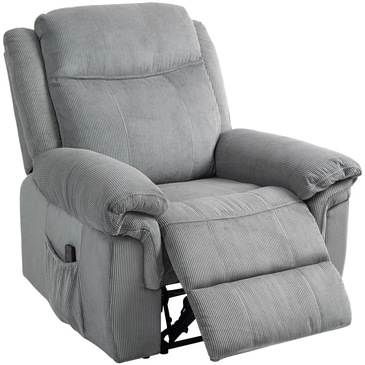 Manual Recliner Chair, Vibration Massage, Side Pockets, Corduroy, Grey Sofas & Reclining Chairs Grey at Gallery Canada
