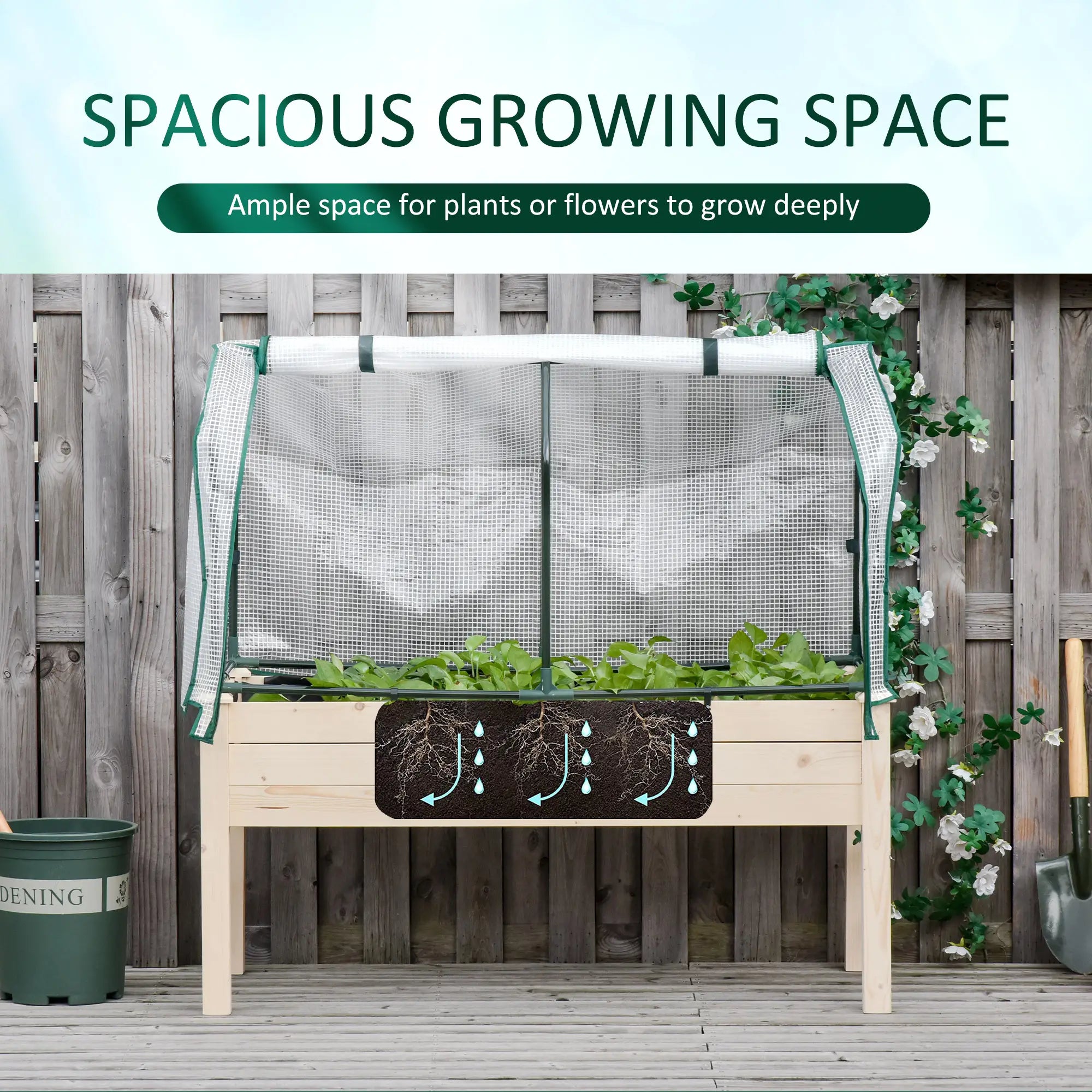 Raised Garden Bed With PE Cover, Elevated Wood Planter, 48 x 22 x 46 Inch, Natural Elevated Garden Beds at Gallery Canada