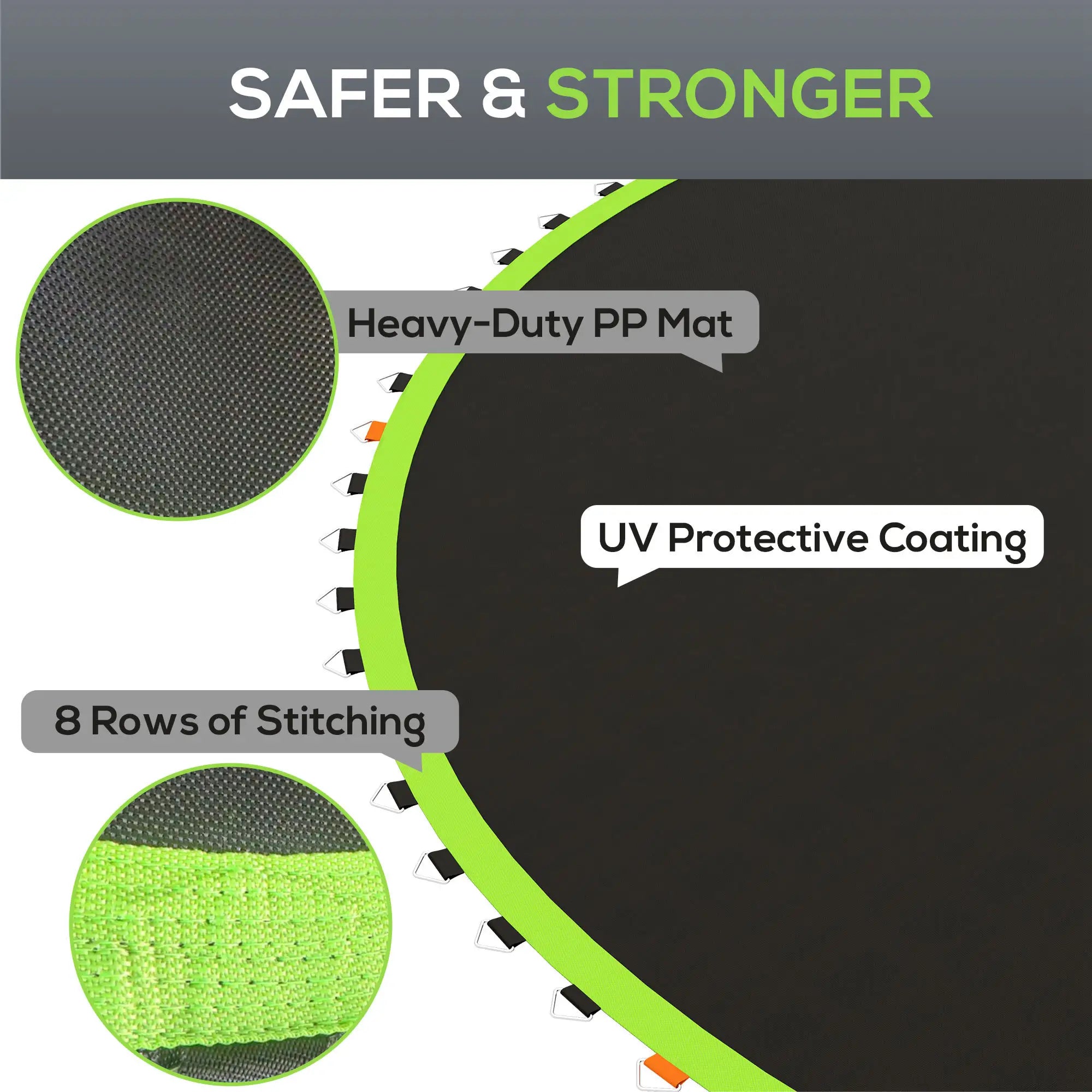 Trampoline Mat Replacement, 12ft, with Spring Pull Tool, 72 V-Hooks, Green Trampolines at Gallery Canada