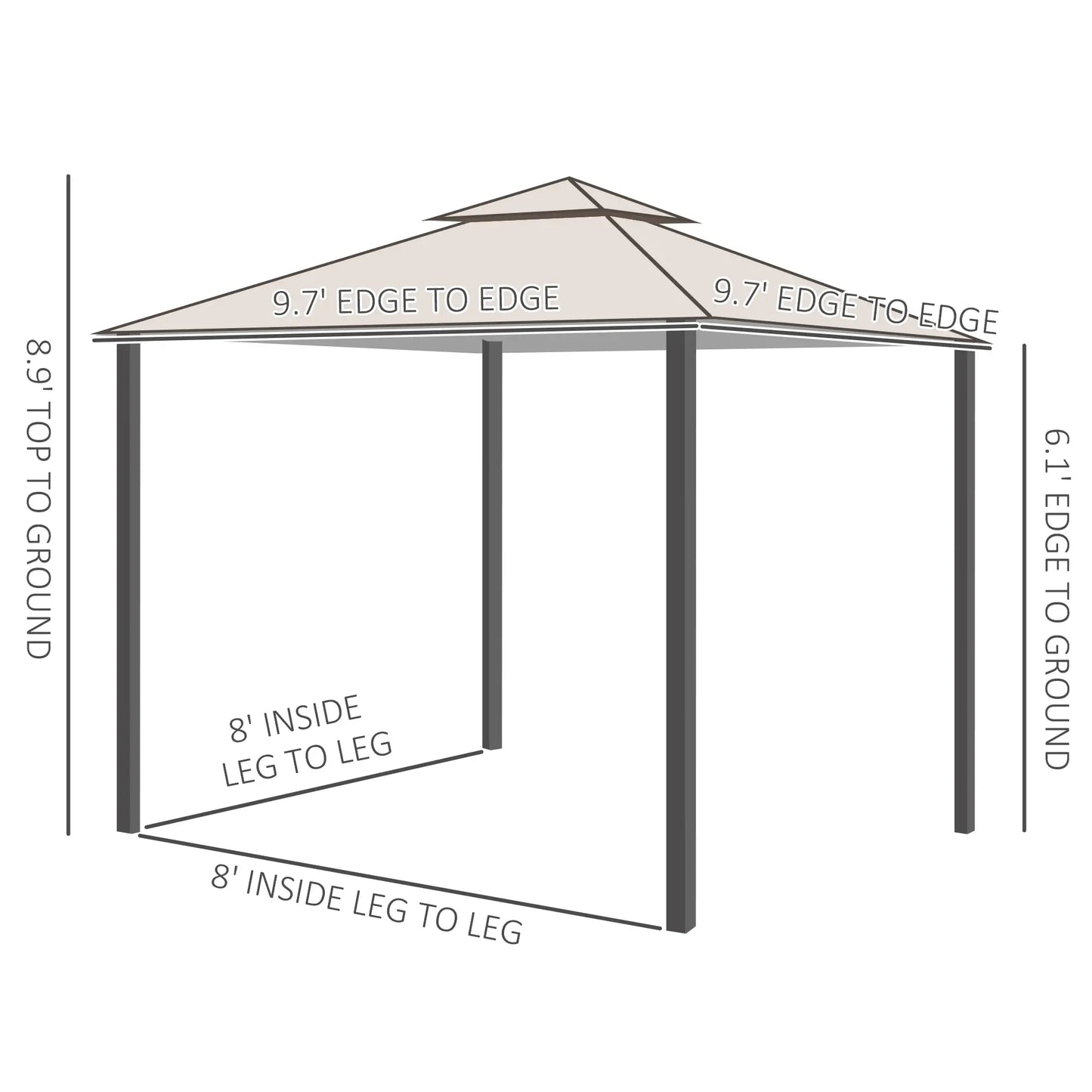 10' x 10' Double Tier Garden Gazebo, Water-Resistant, Anti-UV, Beige Gazebos at Gallery Canada