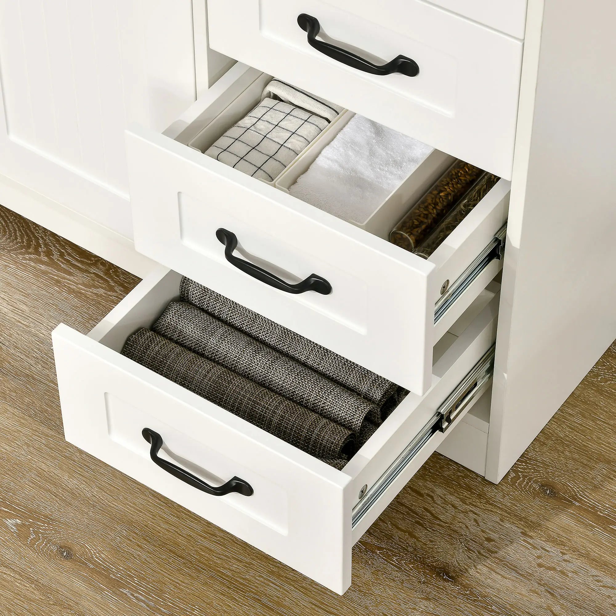 Modern Sideboard Buffet Cabinet, Drawers, Beadboard Door, White Storage Cabinets at Gallery Canada