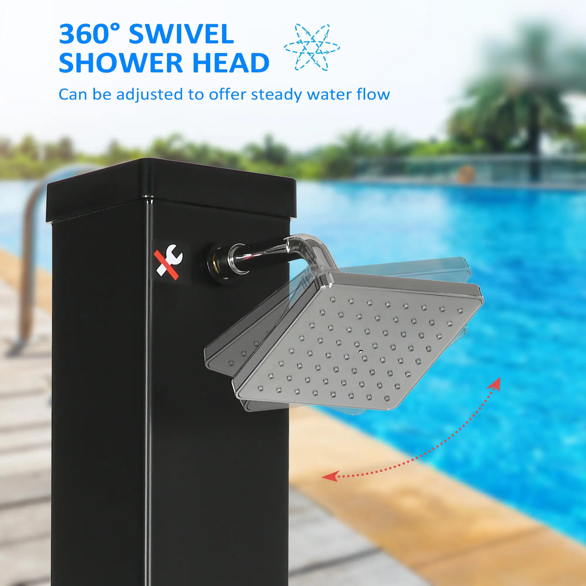 10.6 Gallon Solar Heated Shower, Temperature Adjustment, Foot Shower