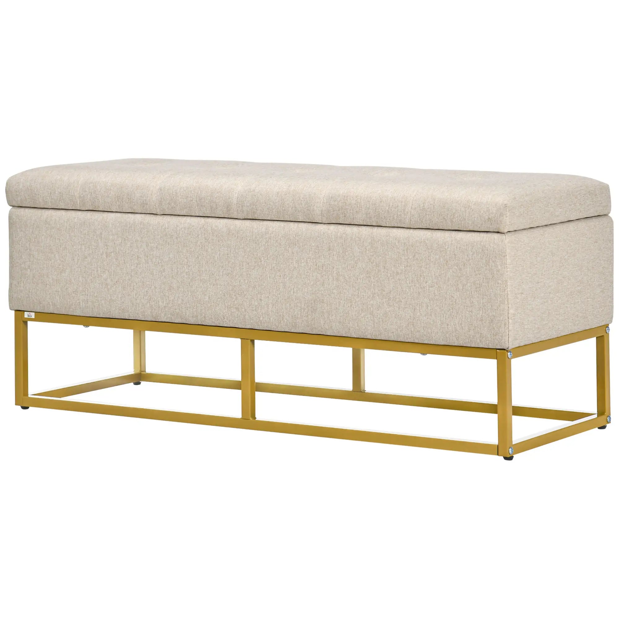 Linen Storage Ottoman Bench With Flip Top, Beige Storage Ottomans & Benches at Gallery Canada