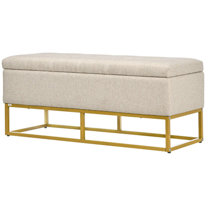 Linen Storage Ottoman Bench With Flip Top, Beige Storage Ottomans & Benches at Gallery Canada