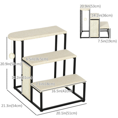 20 3-Step Cat Stairs, Carpeted Ladder Ramp, Scratching Board, Cream White Dog Stairs at Gallery Canada