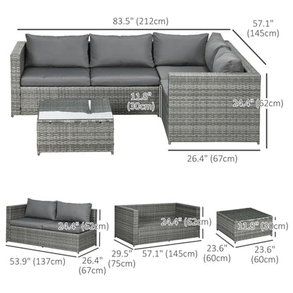 3 Pc Rattan Wicker Outdoor Conversation Set With Loveseats, Coffee Table, Grey Patio Furniture Sets at Gallery Canada