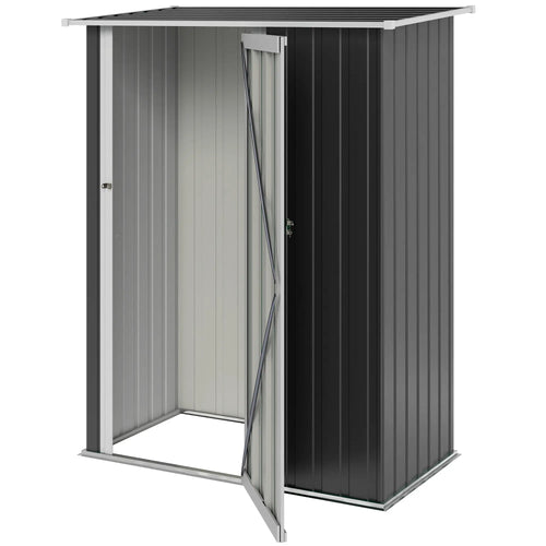 5 x 3ft Metal Garden Shed, Sloped Roof, Lockable Door, Grey