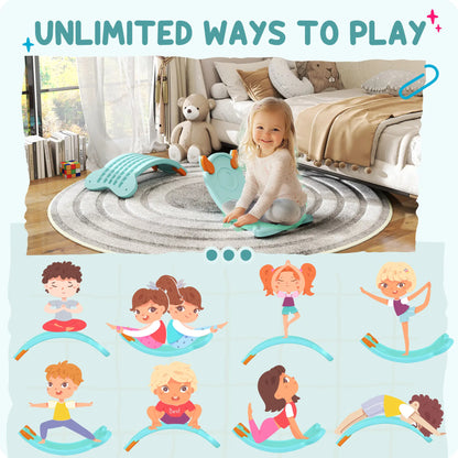 24.4" Kids Balance Board, Wobble Board Toddler Curved Rocker, Light Blue Kids Gym & Playmats at Gallery Canada