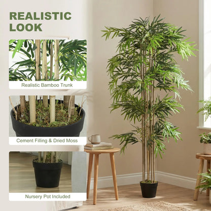 6FT Artificial Bamboo Tree, Fake Plant, 1530 Leaves, Green Artificial Trees at Gallery Canada