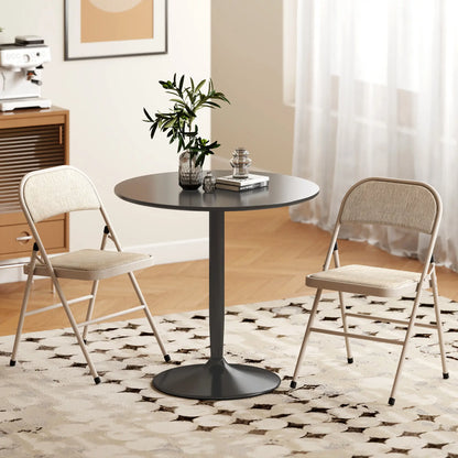 Metal Foldable Chairs, Linen Fabric Padded, Cushion Seat, Open Back, Beige Dining Chairs at Gallery Canada