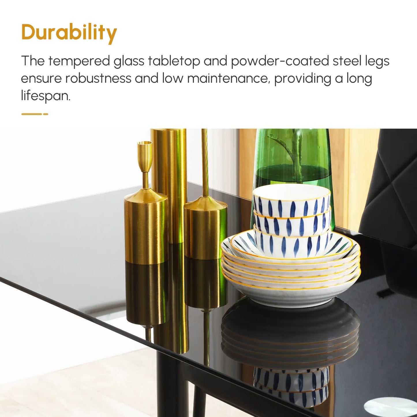 Modern Dining Table Set for 4, 5 Pieces, Glass Table, Padded Seat Bar Sets at Gallery Canada