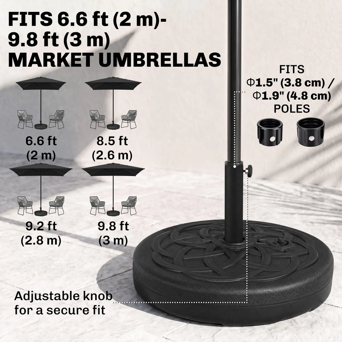 77 lb Heavy Duty Patio Umbrella Base, 22" Round, Black Umbrella Bases at Gallery Canada