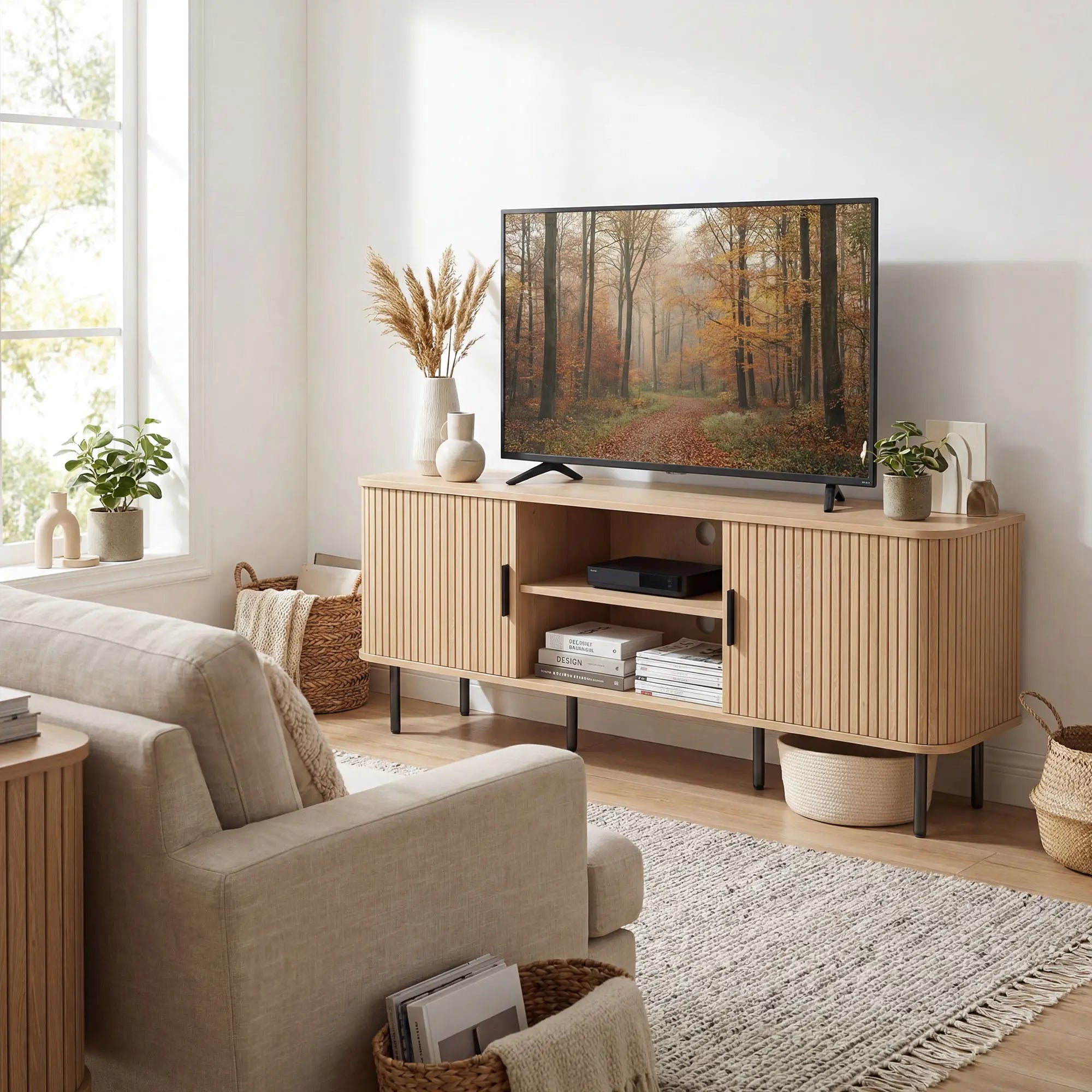 TV Stand Cabinet For 50 Inches, Storage Shelves, Oak Tone TV Stands at Gallery Canada