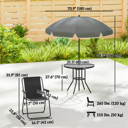 6 Piece Patio Dining Set, Glass Table, Folding Chairs, Black Outdoor Dining Sets at Gallery Canada