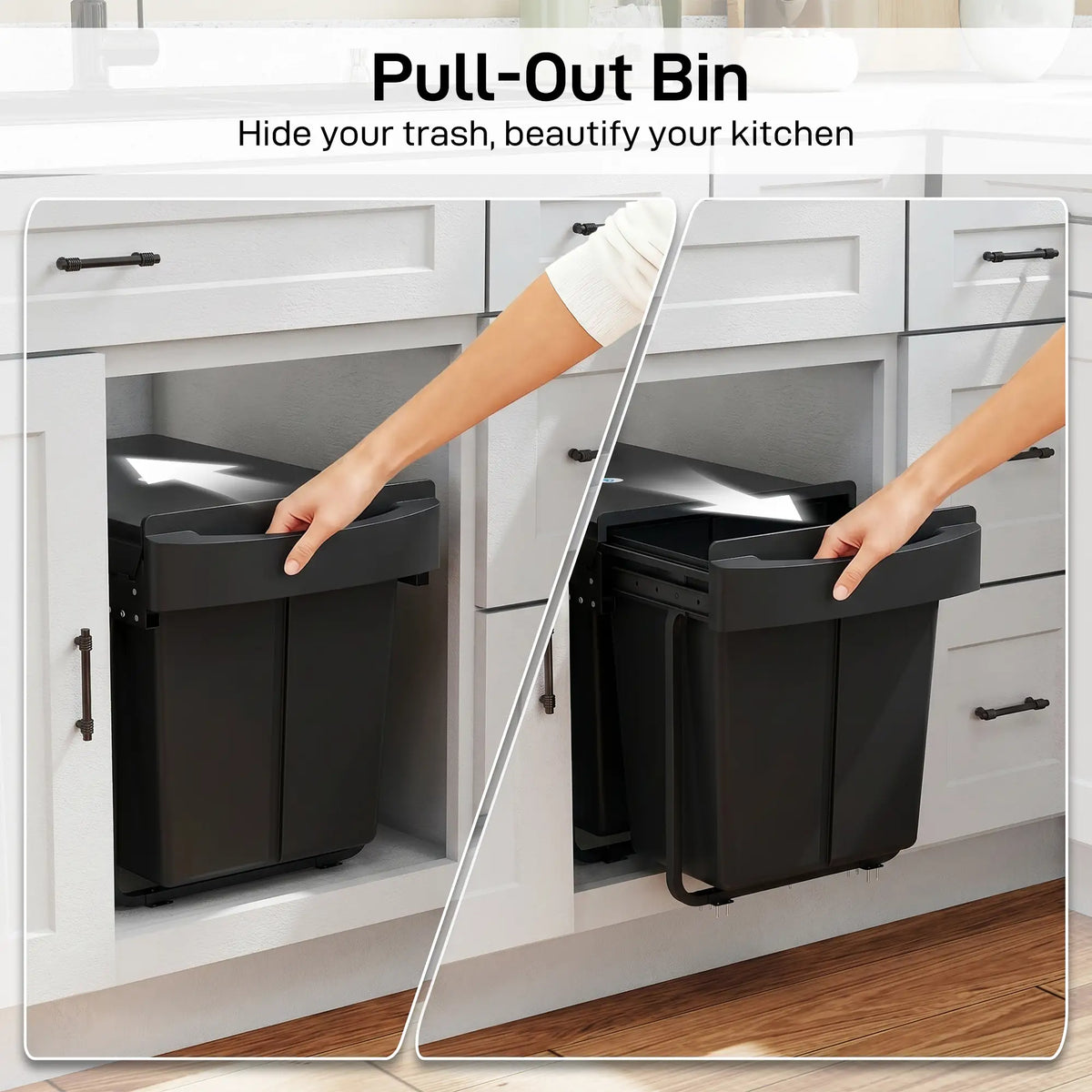 Under Cabinet Pull Out Trash Can, 10.6 Gallon (40L), Black Kitchen Trash Cans at Gallery Canada