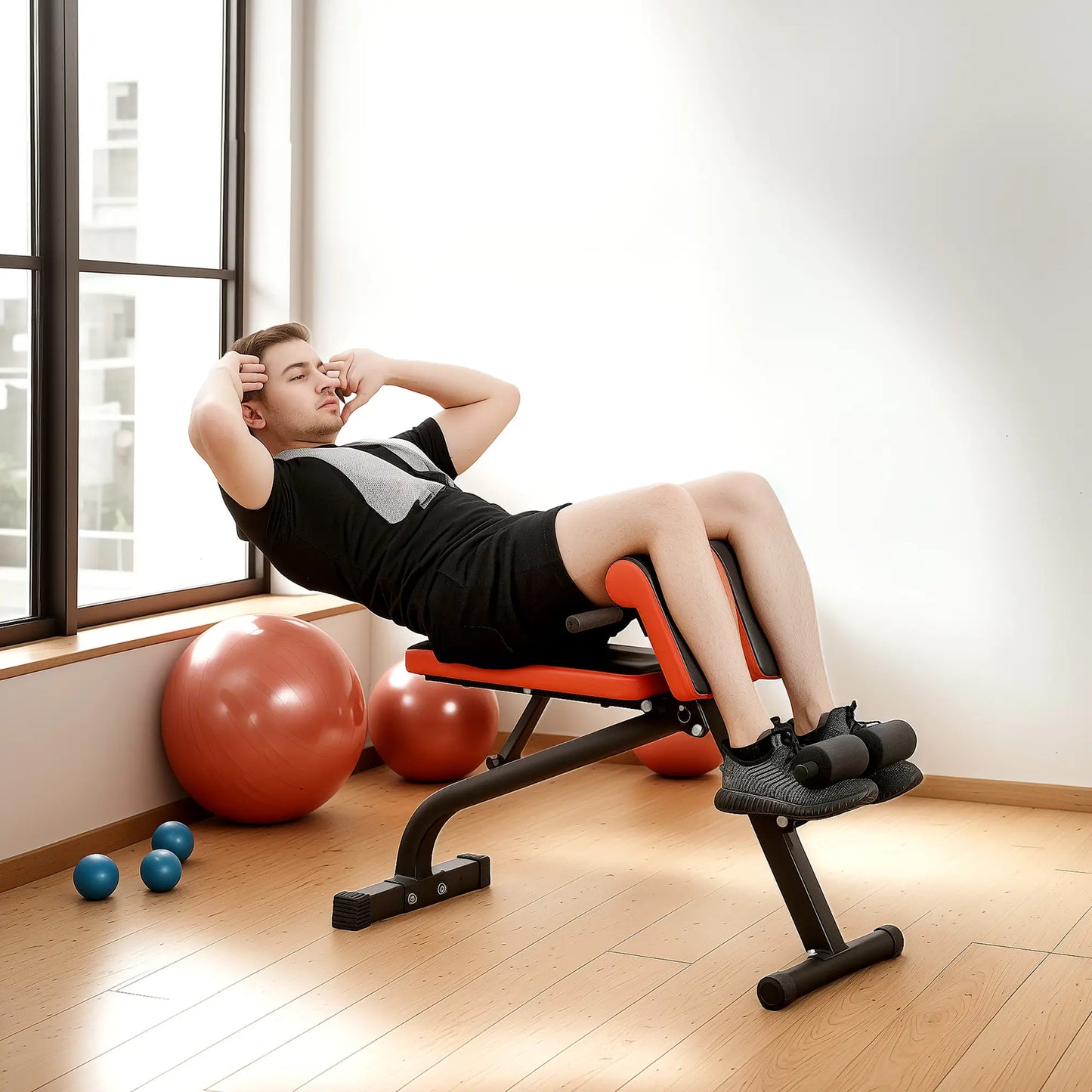 Foldable Roman Chair Hyperextension Bench, 660LBS, Black