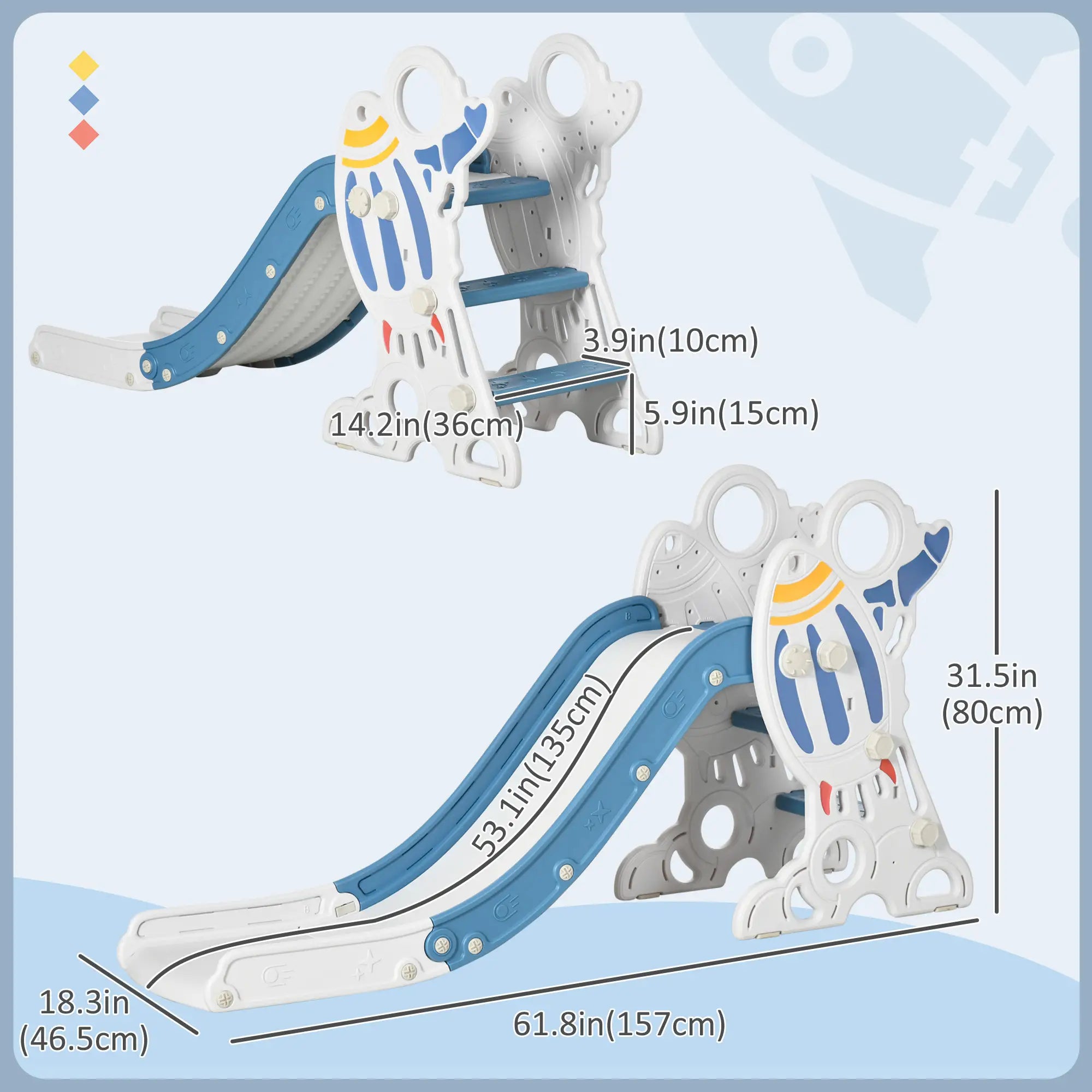 Toddler Slide, Indoor Climber Playset, Space Theme, 1.5-3 Years, Blue Gym Sets & Swings at Gallery Canada