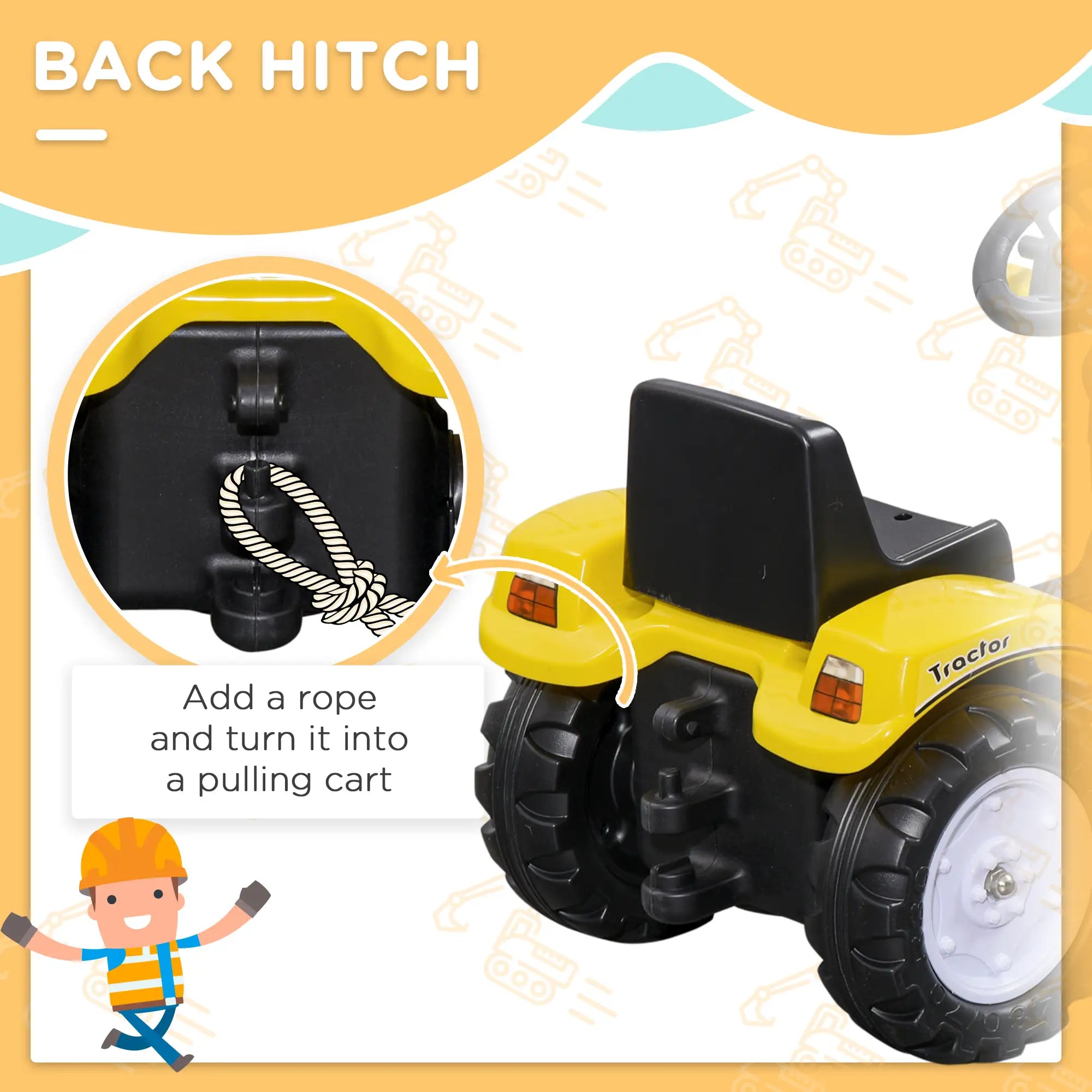 Kids Ride On Tractor, Pedal Construction Car With Front Loader, Yellow Toy Excavators at Gallery Canada