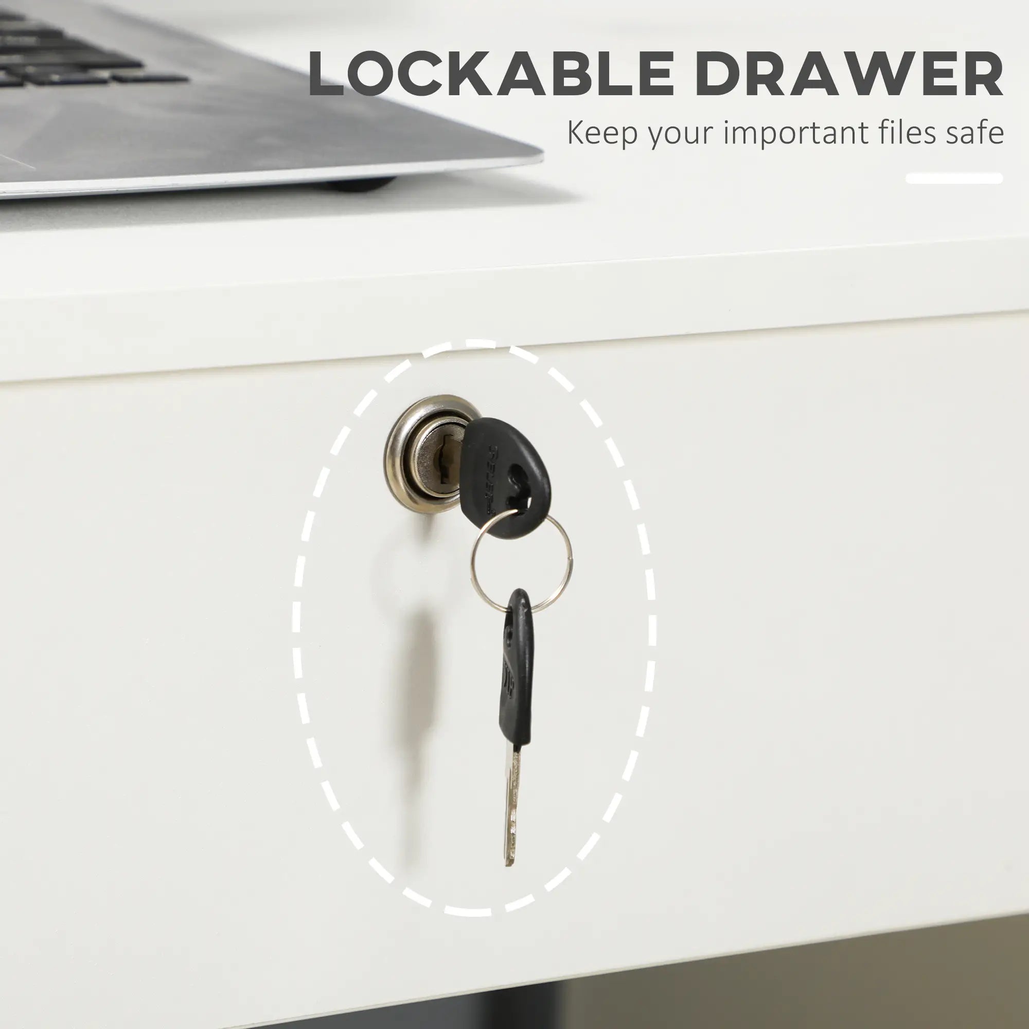 Home Office Desk with Storage, Lockable Drawer, White Computer Desks at Gallery Canada