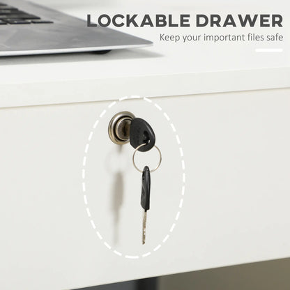 Home Office Desk with Storage, Lockable Drawer, White Computer Desks at Gallery Canada