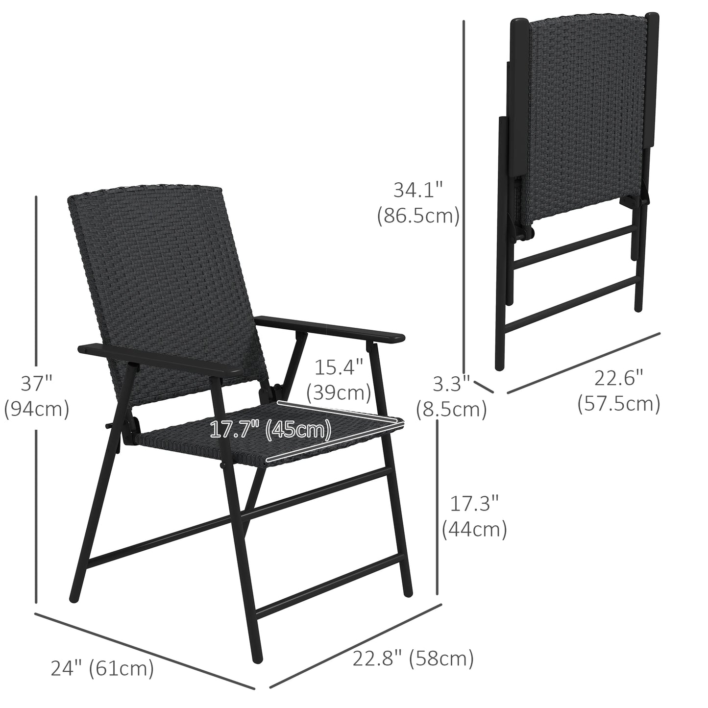Outdoor Wicker Dining Chair Set, 2, Steel Frame, Black Patio Chairs at Gallery Canada