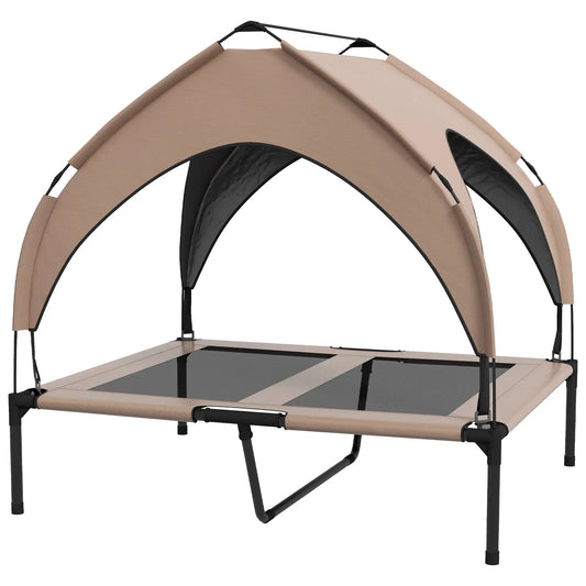 Raised Dog Bed, Cooling Cot with Canopy, Washable Mesh, Medium Large, Coffee Elevated Dog Beds Coffee at Gallery Canada