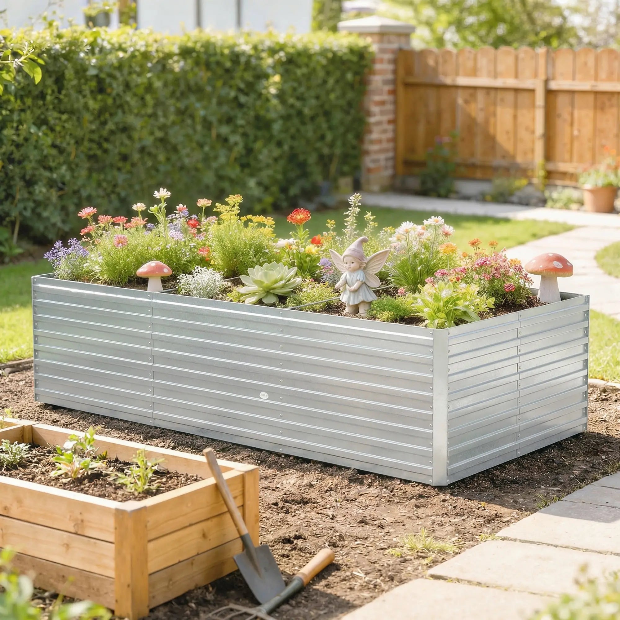 8' x 4' x 2' Raised Garden Bed, Galvanized Planter Box, Silver Galvanized Planter Boxes at Gallery Canada