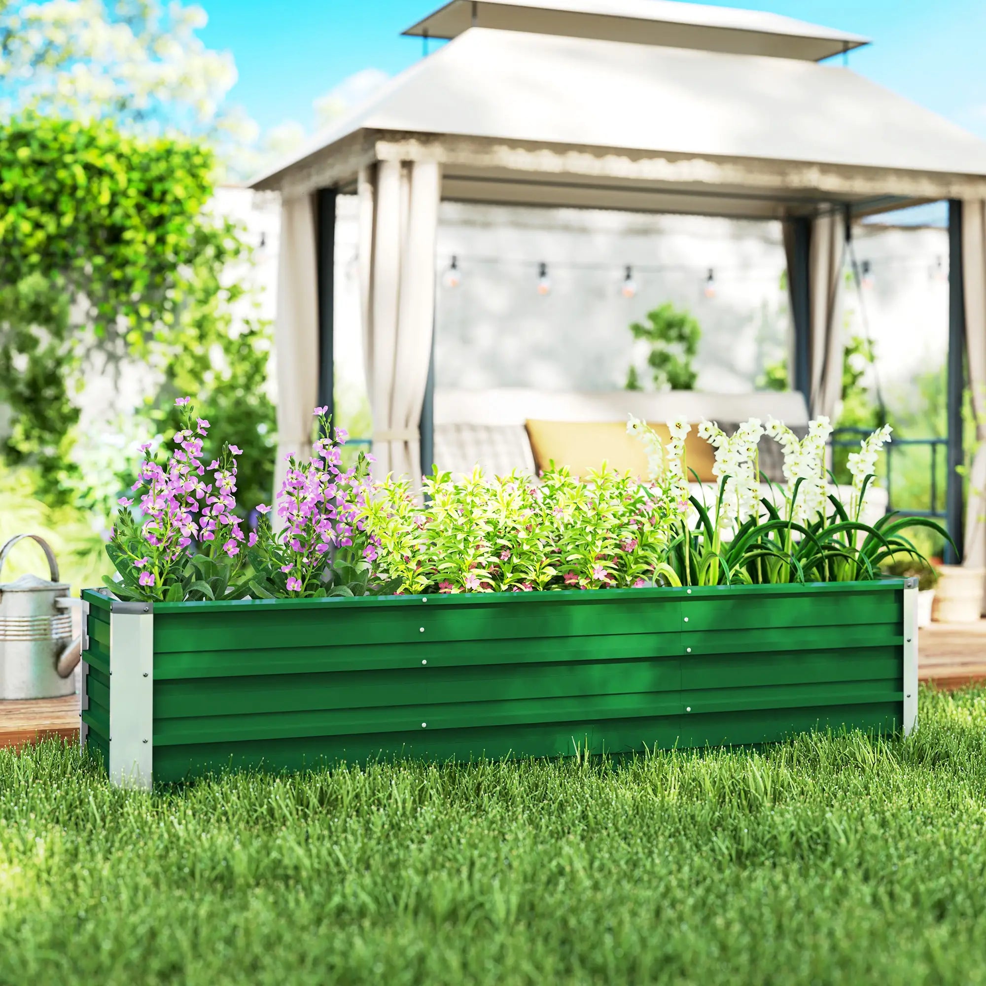 6' x 1.5' x 1.3' Galvanized Raised Garden Bed, Large Metal Planter Box, Green Galvanized Planter Boxes at Gallery Canada