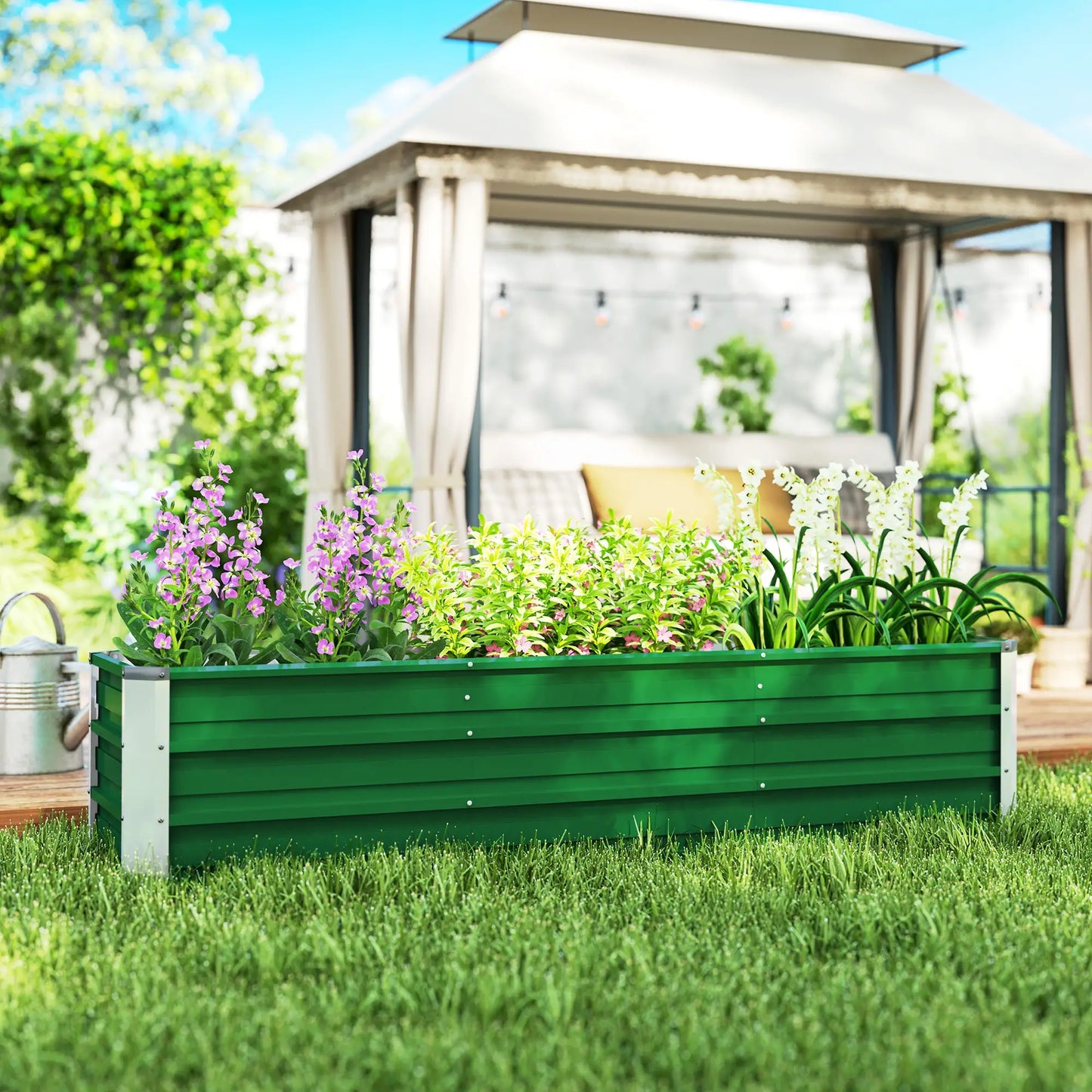 6' x 1.5' x 1.3' Galvanized Raised Garden Bed, Large Metal Planter Box, Green Galvanized Planter Boxes at Gallery Canada
