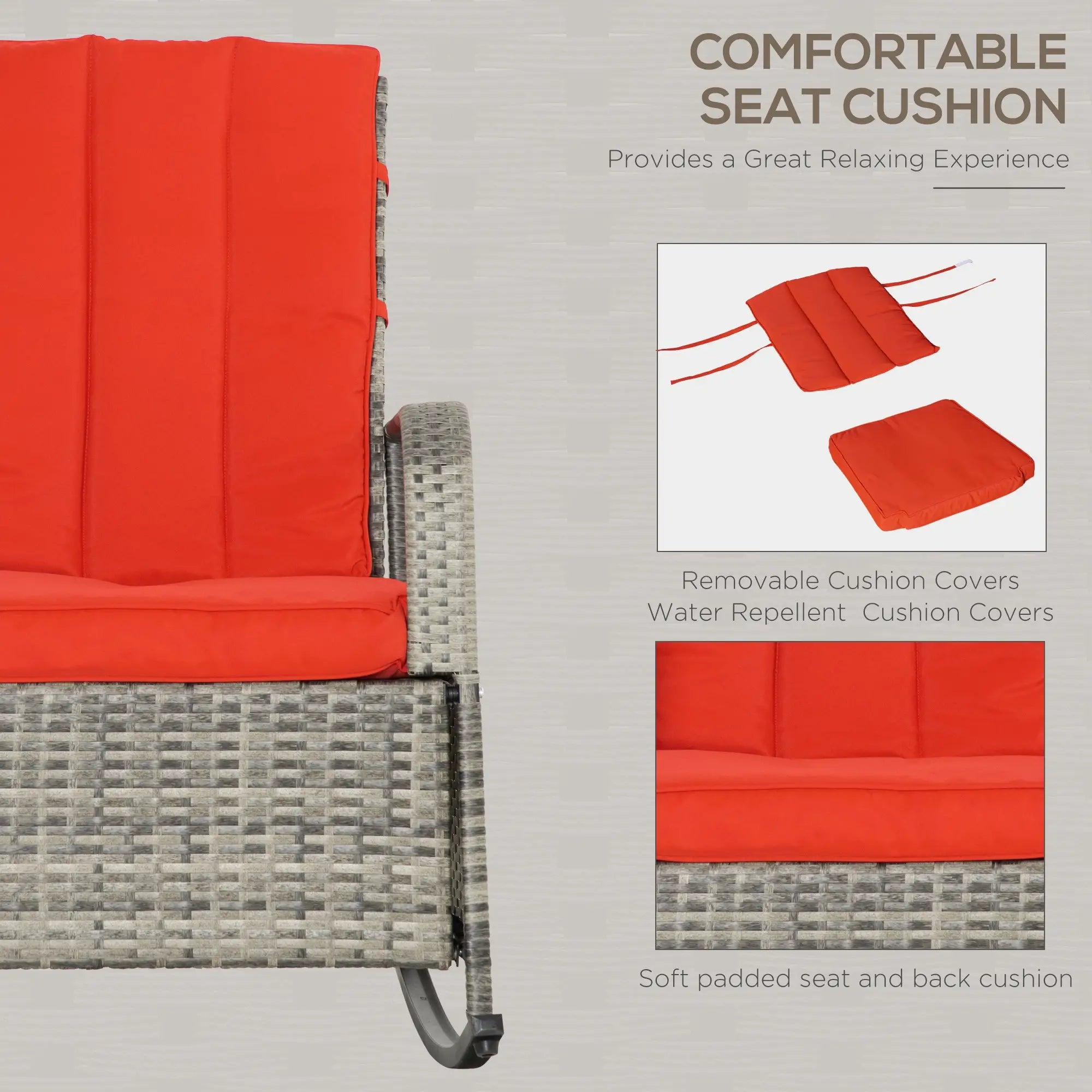 Outdoor Wicker Rocking Chair With Cushion, Red Outdoor Rocking Chairs at Gallery Canada