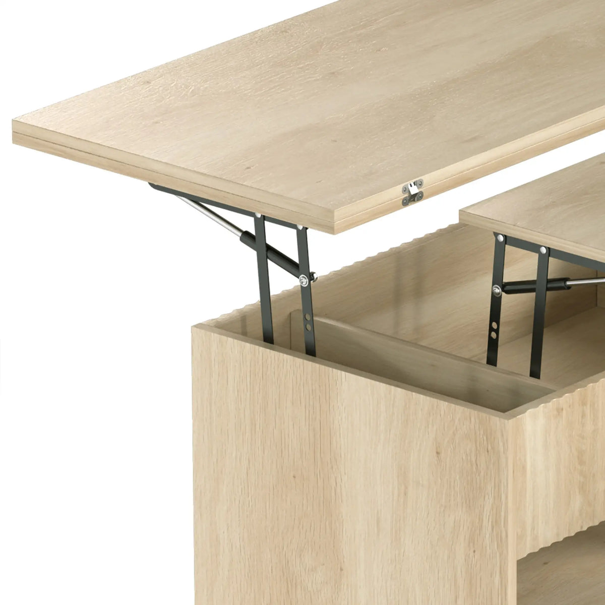Lift Top Coffee Table, Dual-Zone Expandable, Oak Coffee Tables at Gallery Canada