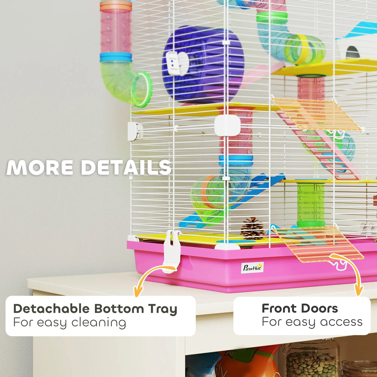 5-Tier Hamster Cage With Exercise Wheel, Pink Hamster Cages at Gallery Canada