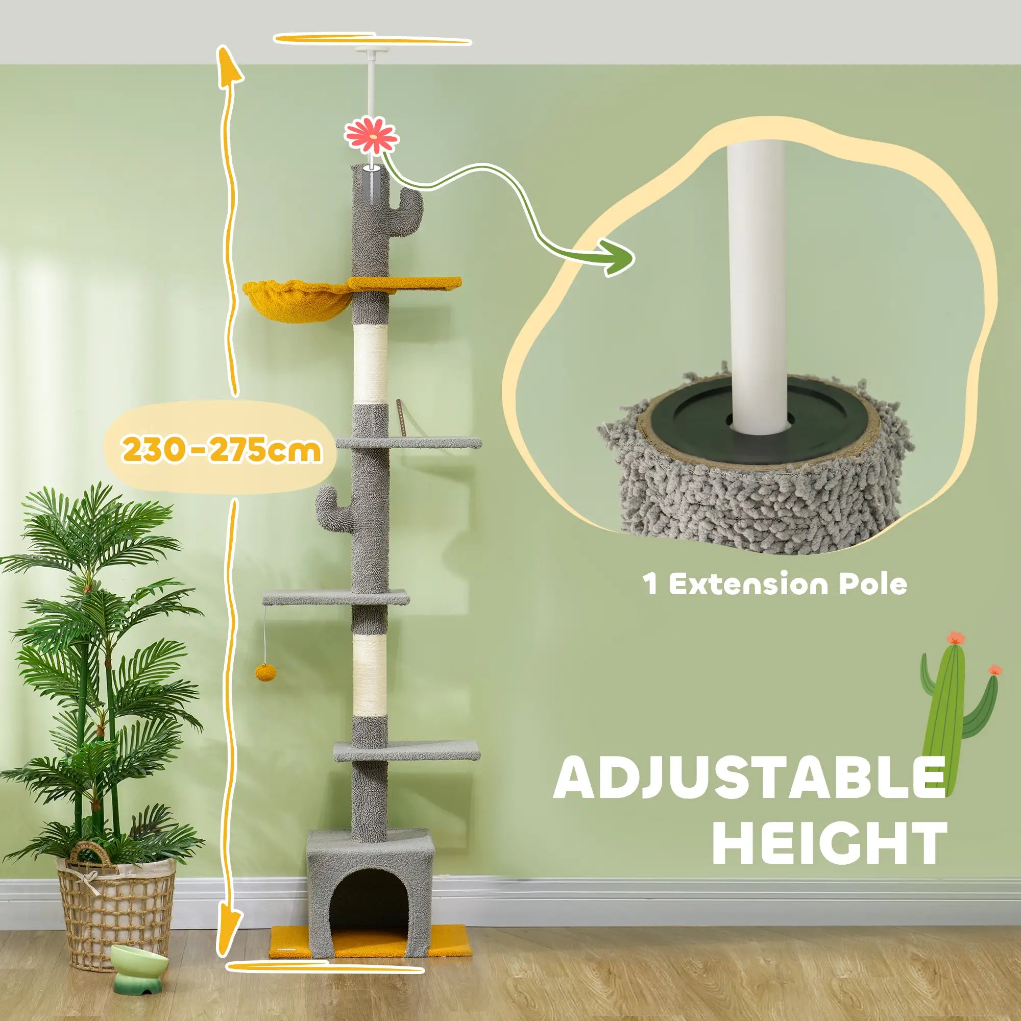 Adjustable Cat Tree Tower, 90.5