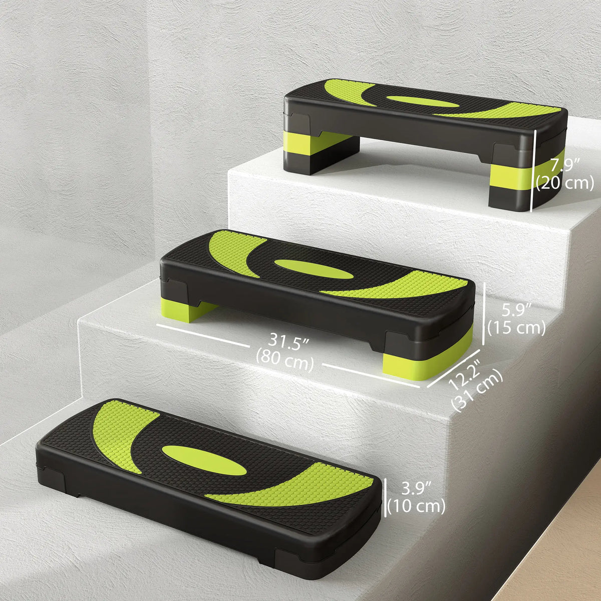 Adjustable Aerobic Stepper, Exercise Step Platform, 4"-6"-8", Green Aerobic Equipment at Gallery Canada