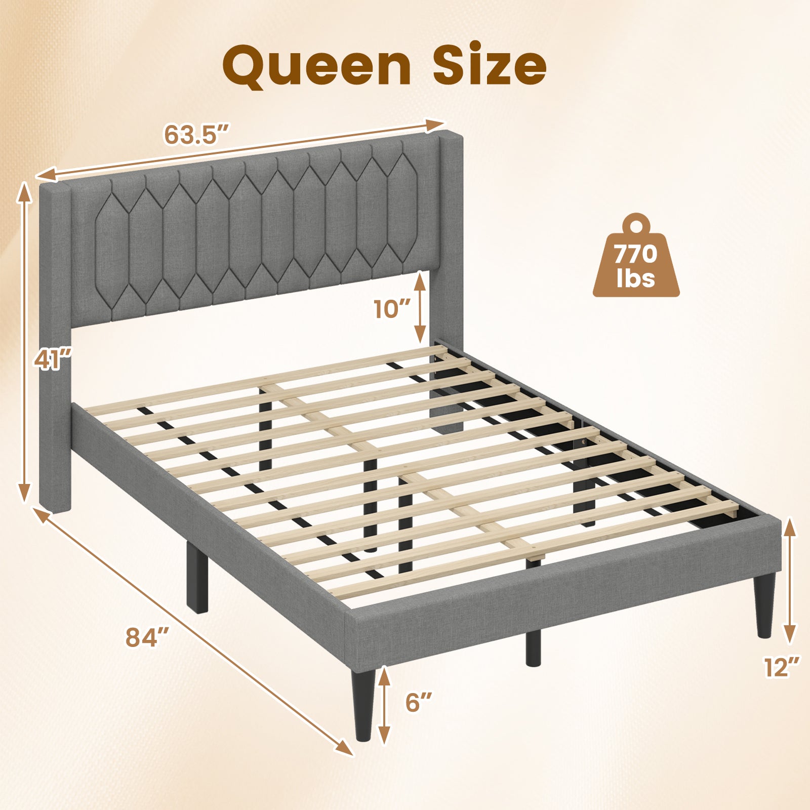 Queen Size Dutch Velvet Linen Fabric Upholstered Platform Bed, Gray Trundle Bed Frame at Gallery Canada