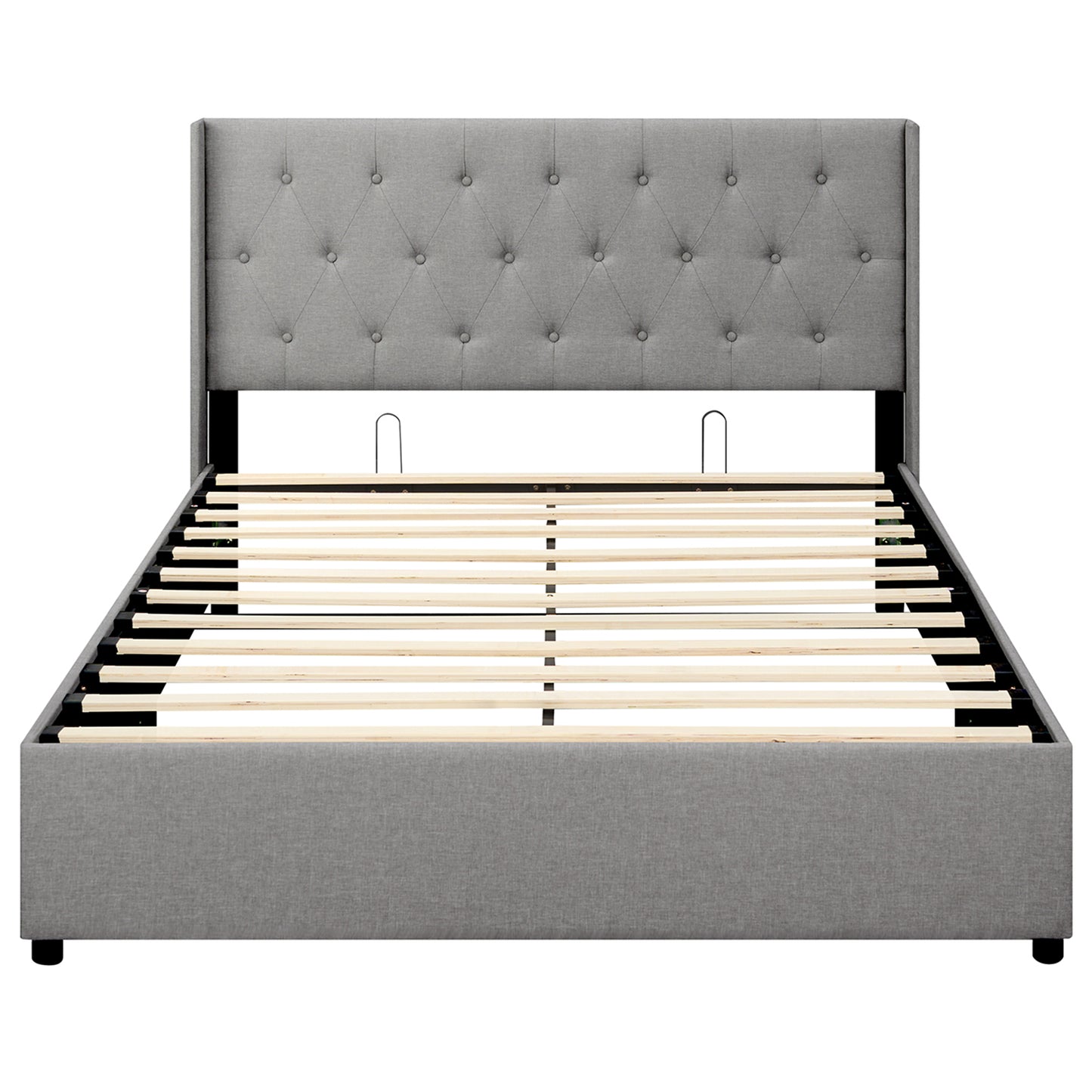 Queen Size Lift-up Storage Bed Modern Linen Upholstered Platform Bed, Gray Simple Bed Frame Gray at Gallery Canada