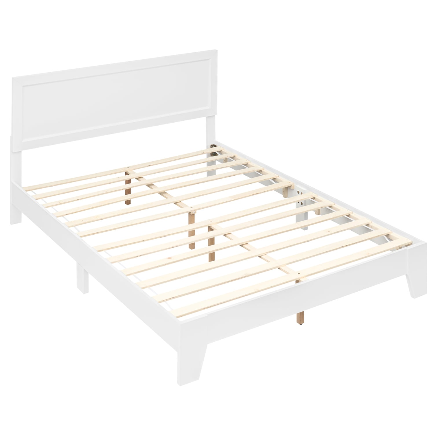 Queen Size Modern Bed Frame with Headboard, White Simple Bed Frame White at Gallery Canada