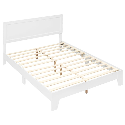 Queen Size Modern Bed Frame with Headboard, White Simple Bed Frame White at Gallery Canada
