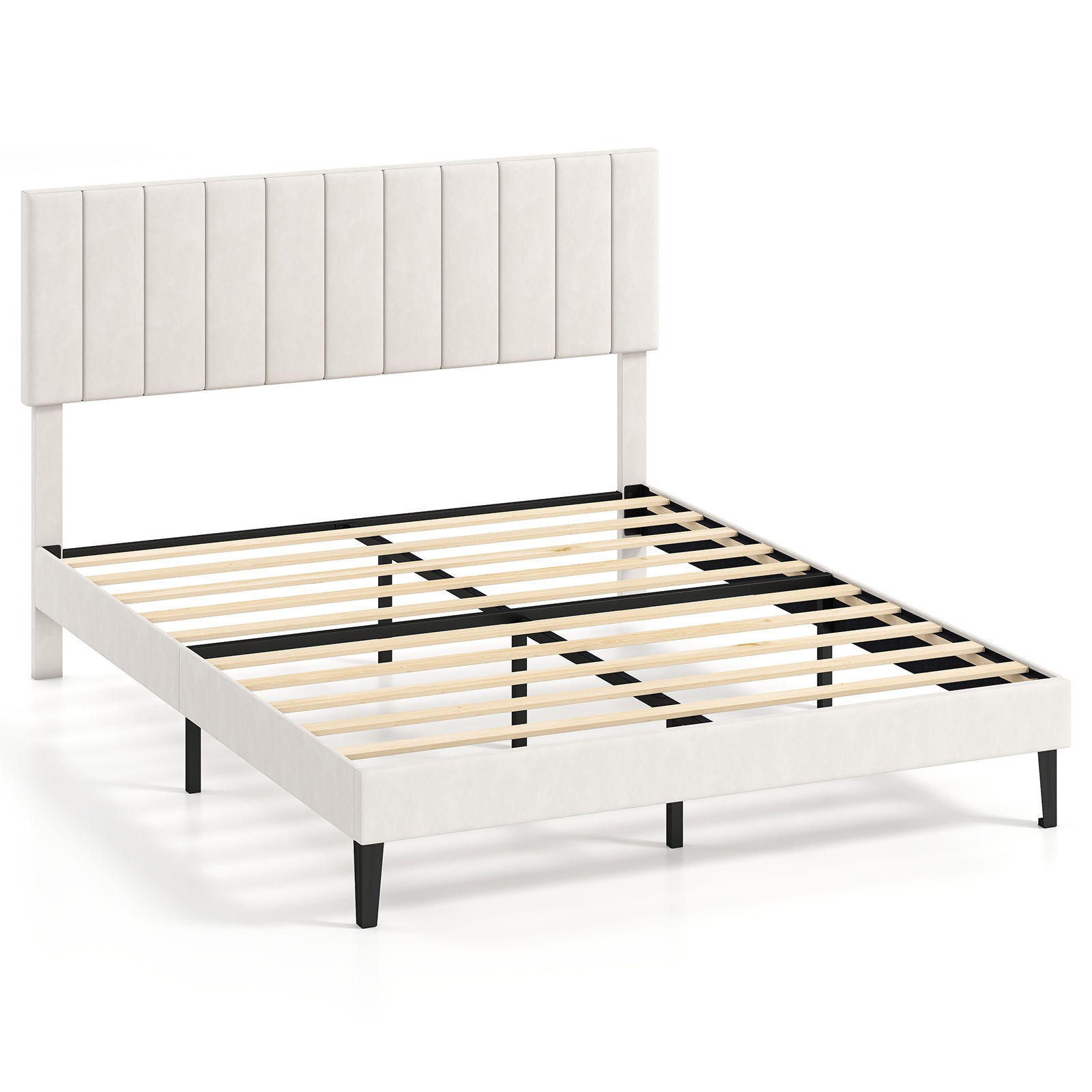 Queen Size Velvet Upholstered Platform Bed Frame Simple Bed Frame at Gallery Canada