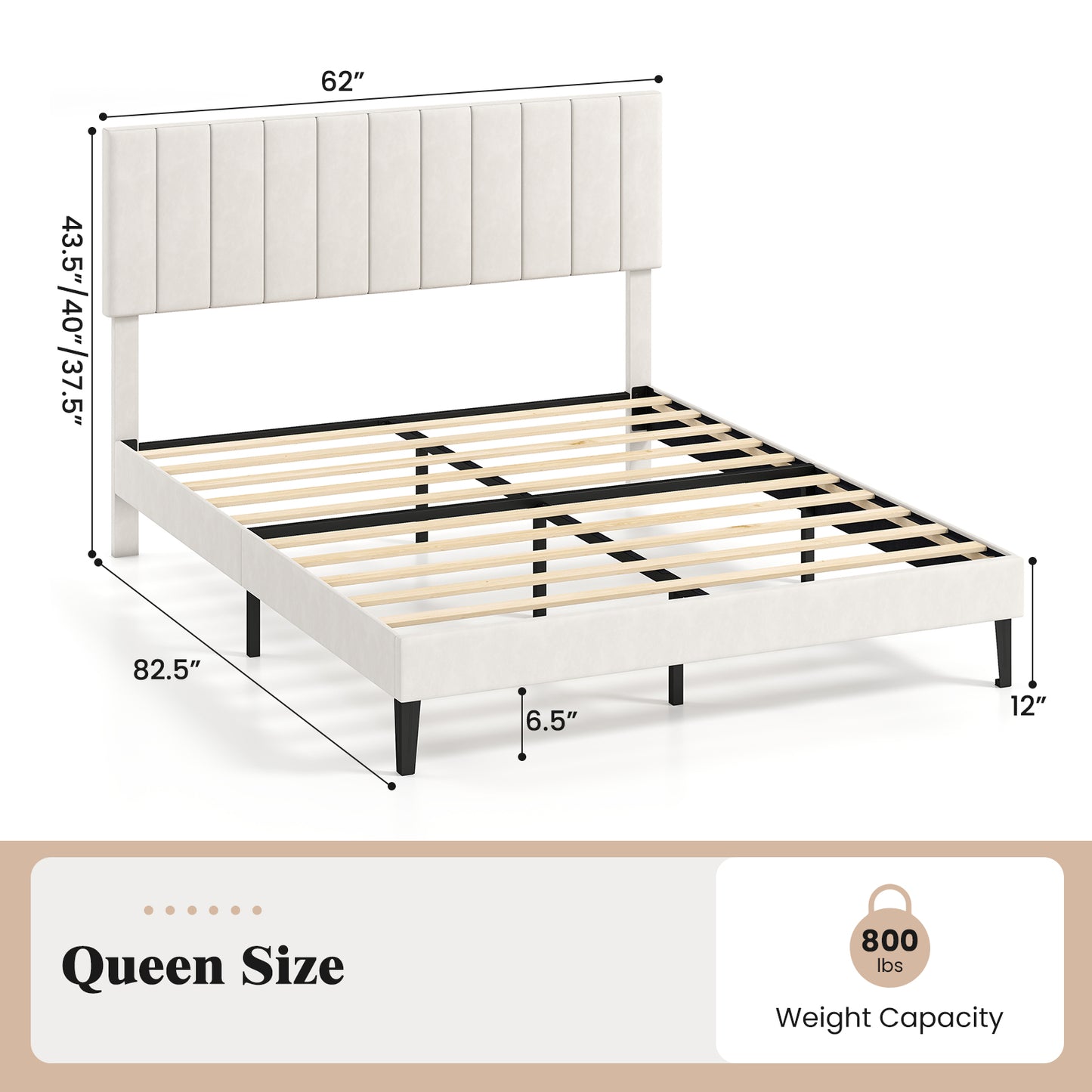 Queen Size Velvet Upholstered Platform Bed Frame Simple Bed Frame at Gallery Canada