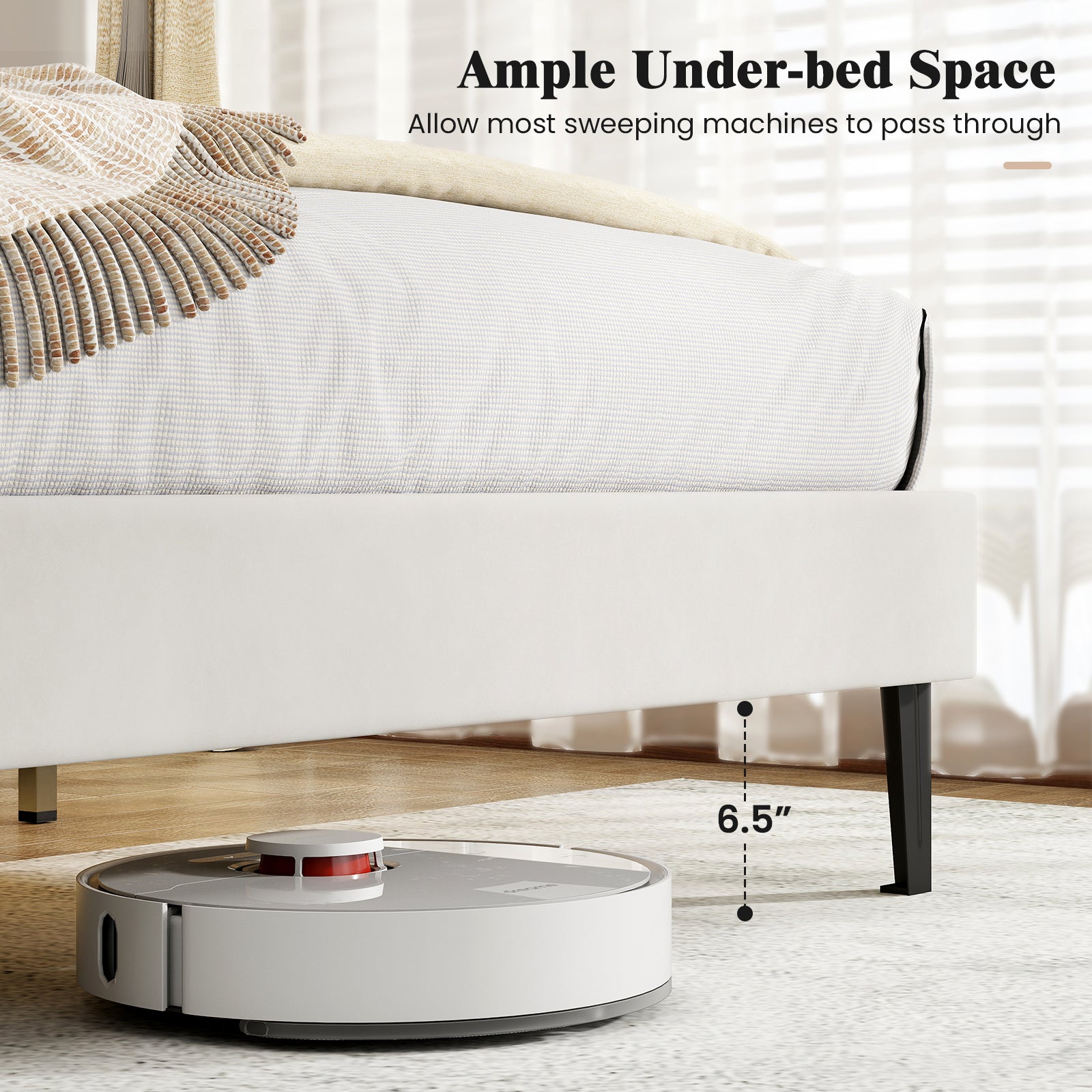 Queen Size Velvet Upholstered Platform Bed Frame Simple Bed Frame at Gallery Canada