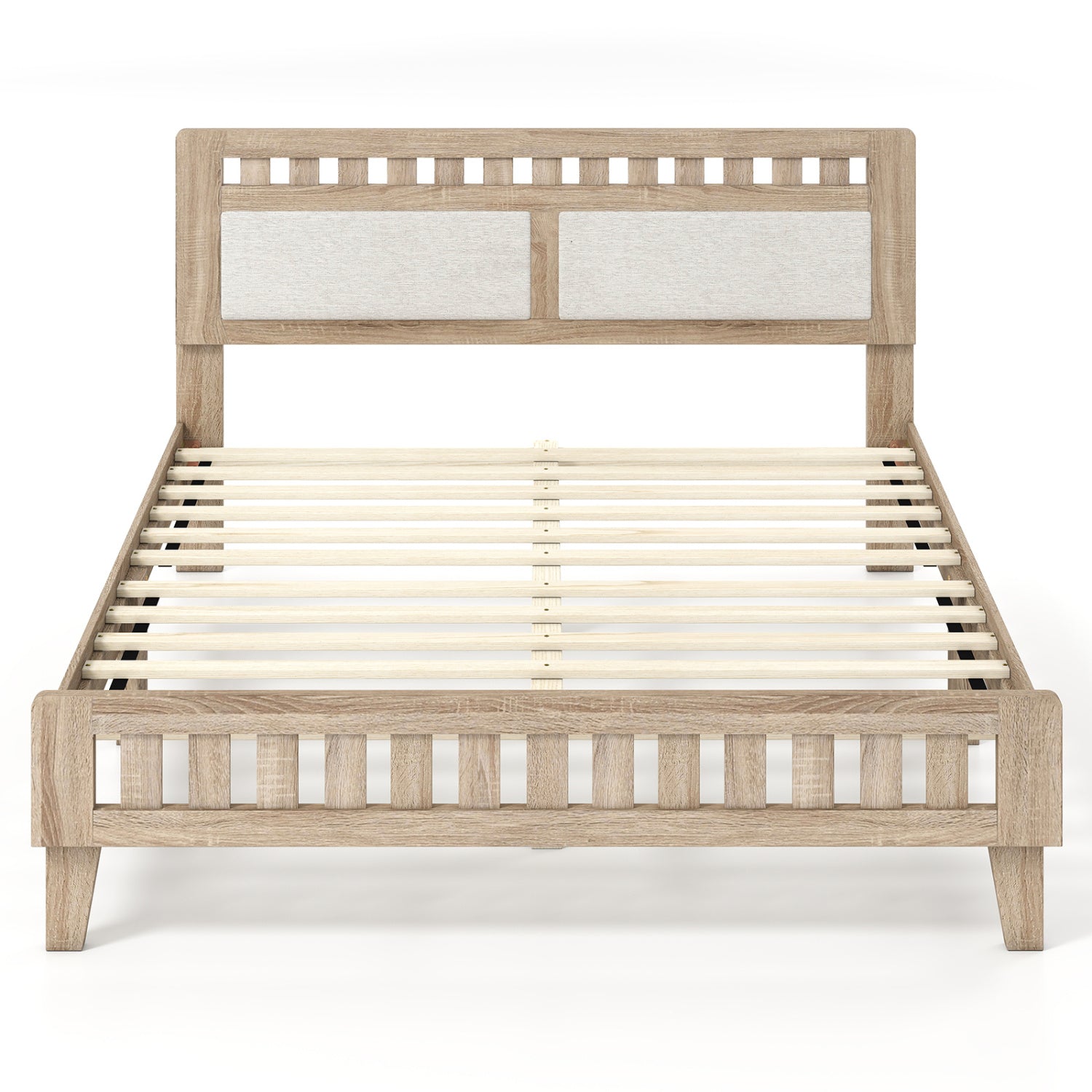 Queen Wood Bed Frame with Upholstered Headboard, Natural Simple Bed Frame Natural at Gallery Canada