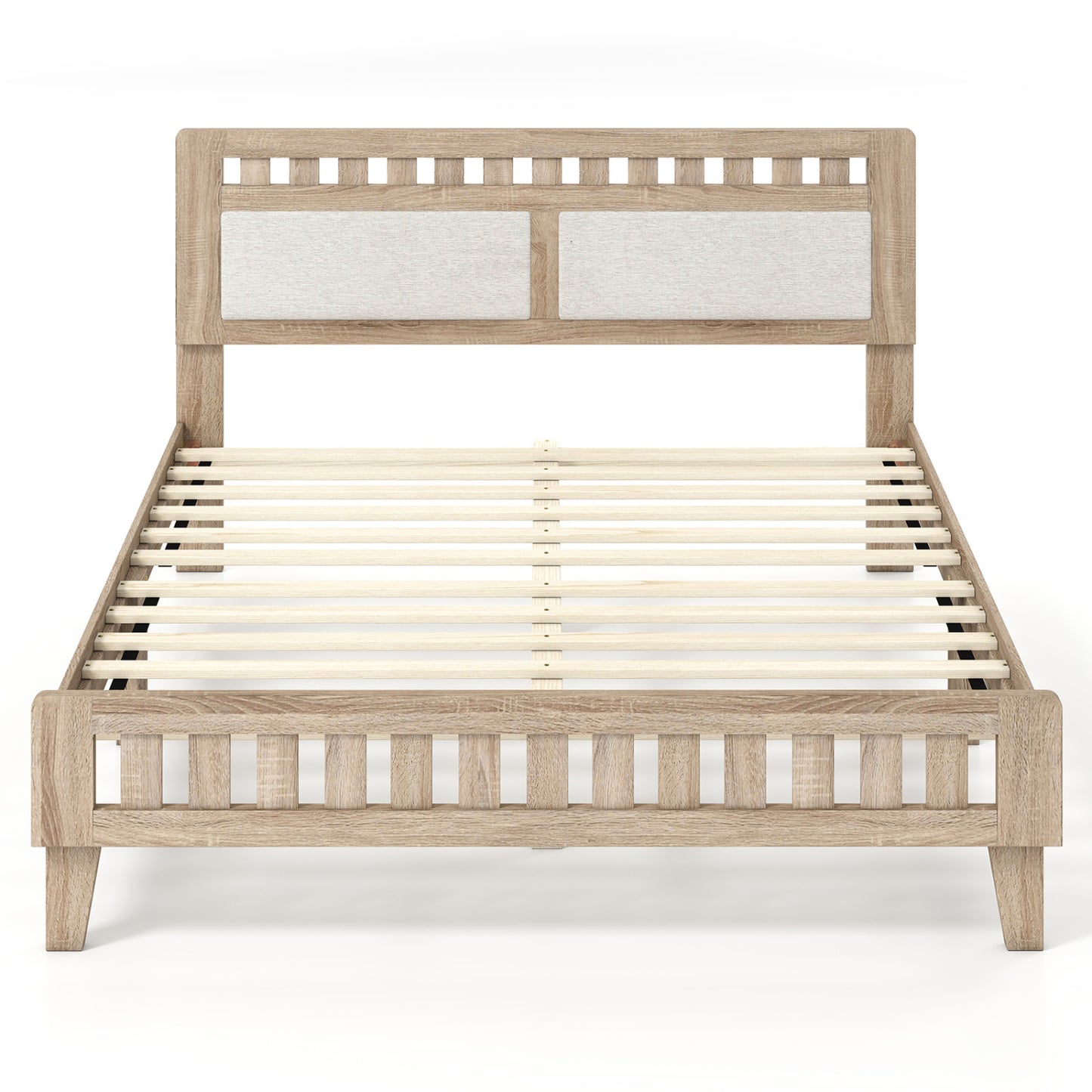 Queen Wood Bed Frame with Upholstered Headboard, Natural Simple Bed Frame Natural at Gallery Canada
