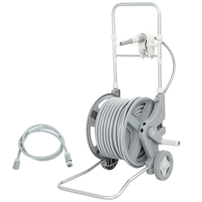 Garden Hose Reel Cart With Wheels, 1/2" x 148ft, Grey