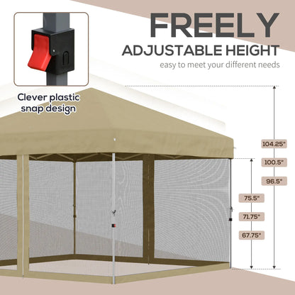 10' x 10' Pop-Up Party Tent, UPF50+ Outdoor Canopy, Mesh Sidewalls, Khaki Pop Up Canopies at Gallery Canada