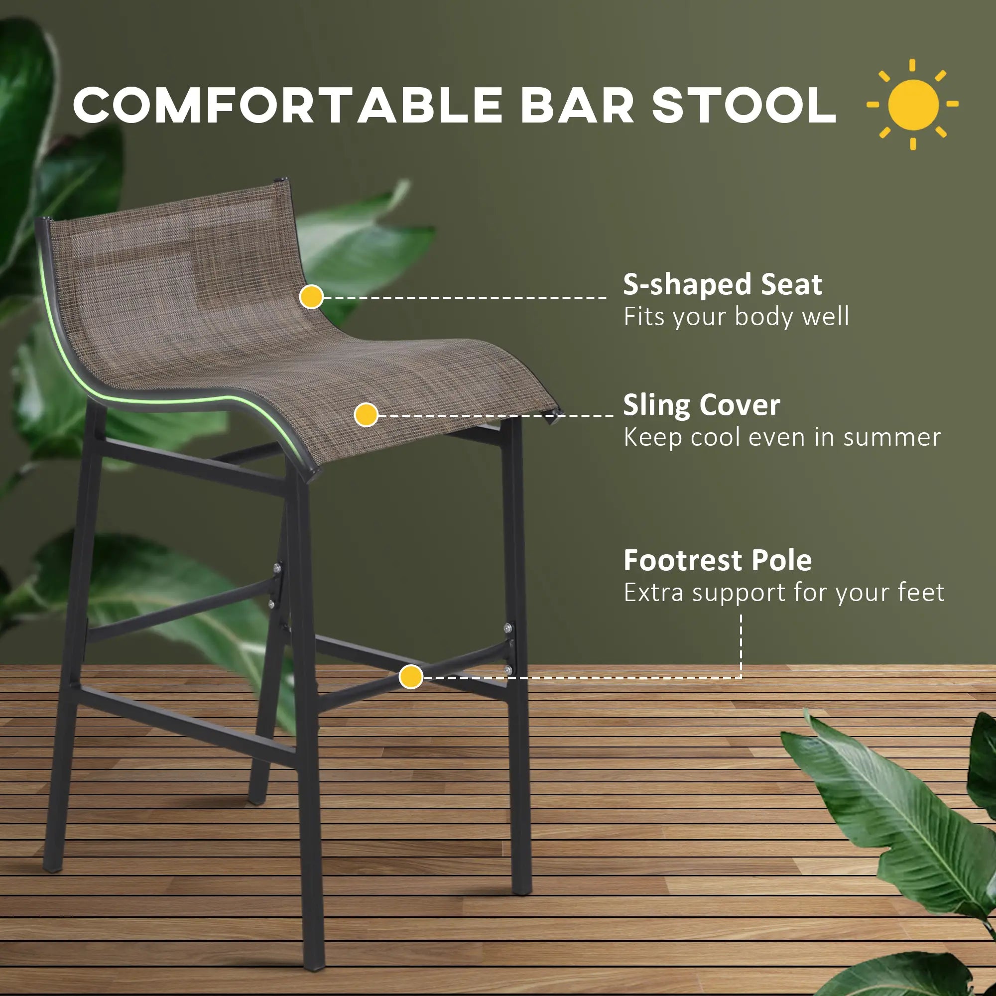 Patio Bar Set, 2 Bar Stools & Glass Table, Tan Bistro Sets at Gallery Canada